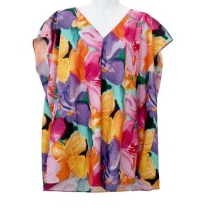 Lauren Ralph Lauren Multicolor Floral Top 2X EUC